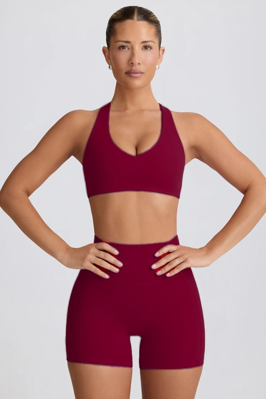 Yoga Suit Peach Hip Nude Feel High Waist Shorts Sports Top Two-piece Set