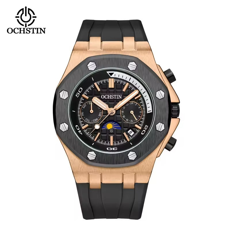 Ochstin Men’s Automatic Mechanical Watch | Moon Phase, Date & Week Display | Luminous Sport Wristwatch