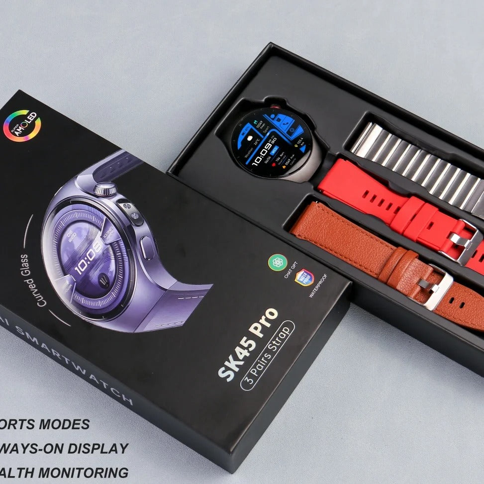 Kalobee SK45 Pro Smart Watch with 3 Straps | 1.53" HD IPS Screen, Waterproof IP68, Bluetooth Calling, Fitness & Health Tracker