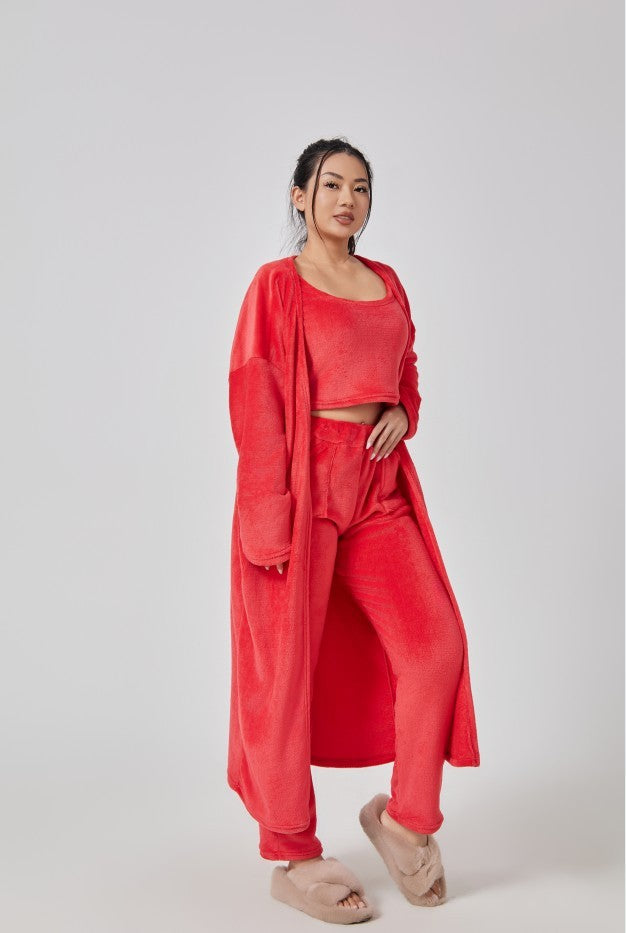 Cozy Pajama Set, 3 Piece Lounge Set, Cute Loungewear, Warm Suit Sets, Matching Set, Lounge Set,