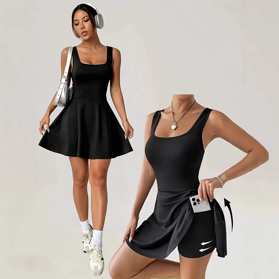 Pocketed Sleeveless Pants Tennis Mini Dress