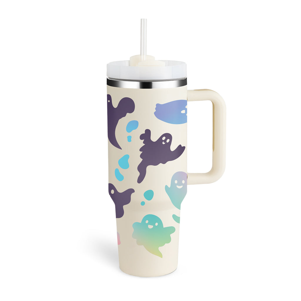 40 Oz Tumbler With Handle Straw Insulated, Stainless Steel Spill Proof Vacuum Coffee Cup Tumbler