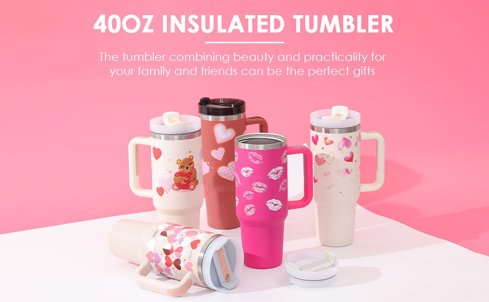40 Oz Tumbler with Handle & Straw | Spin-Proof Vacuum Insulated Cup