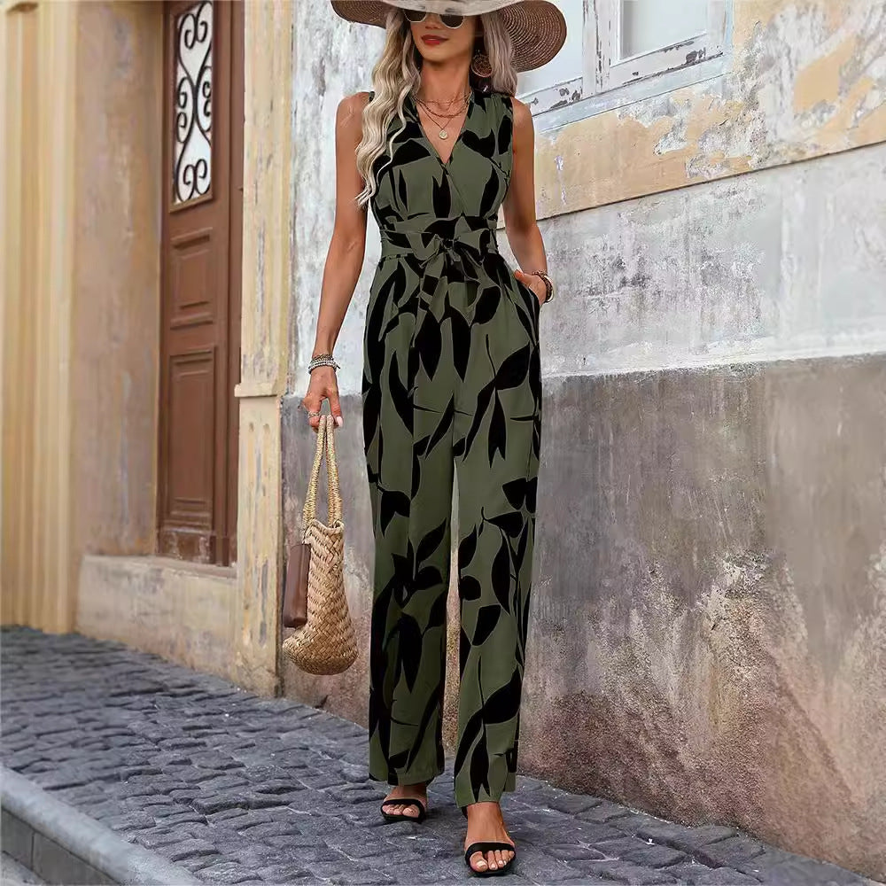 Modischer High-Waist Jumpsuit mit Schnürung und weitem Bein für Damen