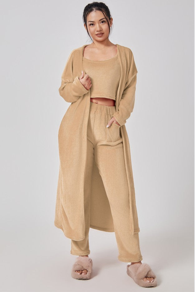 Cozy Pajama Set, 3 Piece Lounge Set, Cute Loungewear, Warm Suit Sets, Matching Set, Lounge Set,