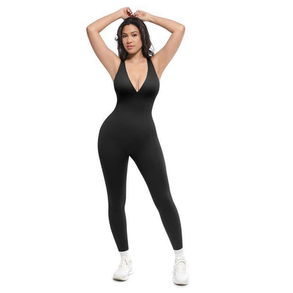 High-elasticity Fitness Tank Top, Seamless Aerial Yoga Jumpsuit For Women