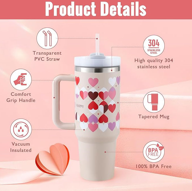 40 Oz Tumbler with Handle & Straw | Spin-Proof Vacuum Insulated Cup