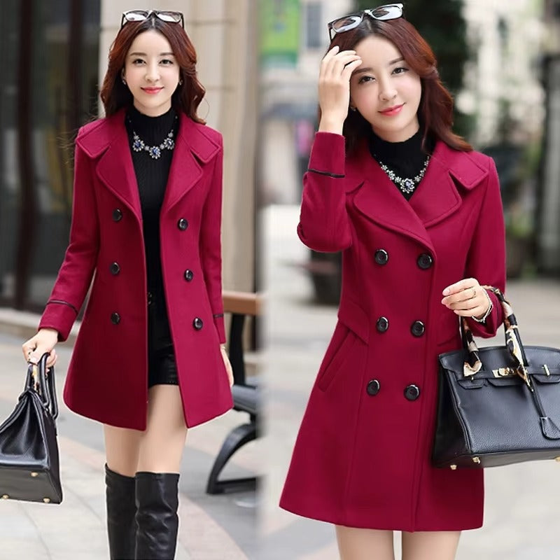 Liu Ming 2025 Women’s Woolen Trench Coat – Windproof Long Sleeve Winter Outwear with Cotton Filling | Hot Selling Coat