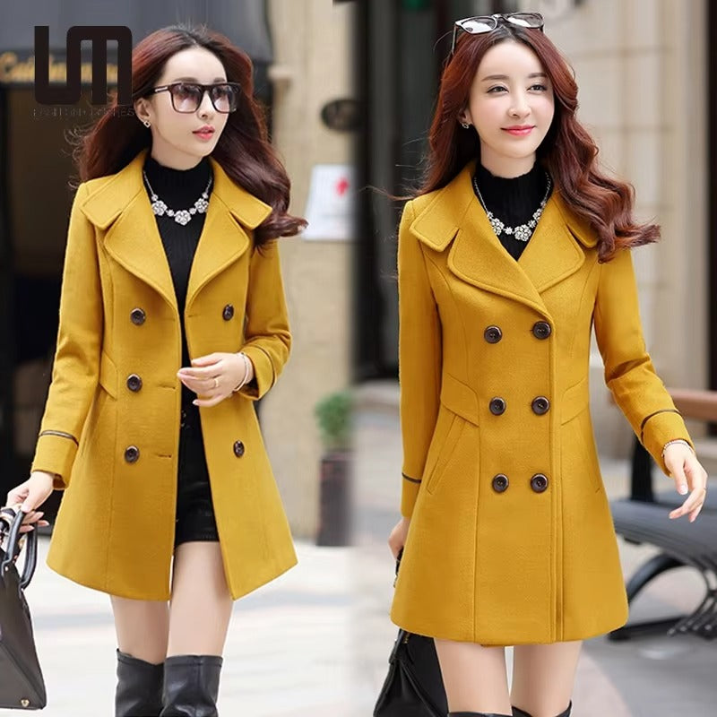 Liu Ming 2025 Women’s Woolen Trench Coat – Windproof Long Sleeve Winter Outwear with Cotton Filling | Hot Selling Coat