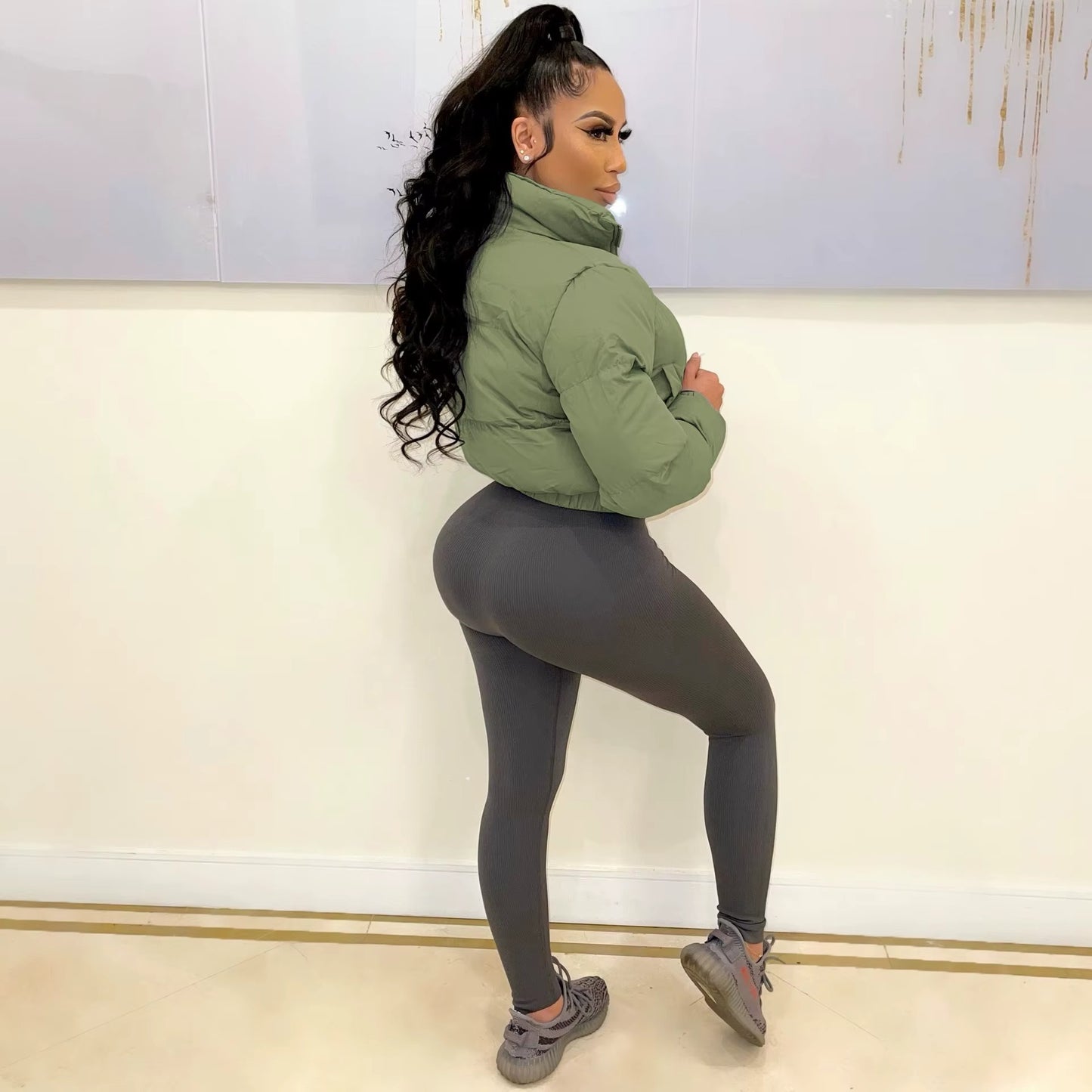 Liu Ming Women’s Winter Puffer Jacket – Thick Cotton Bubble Coat with Zip-Up Turtleneck | Warm Outwear New Arrival